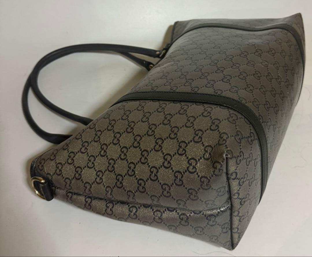 GUCCI トートバッグ　GG柄　クリスタル　レザー　ネイビー