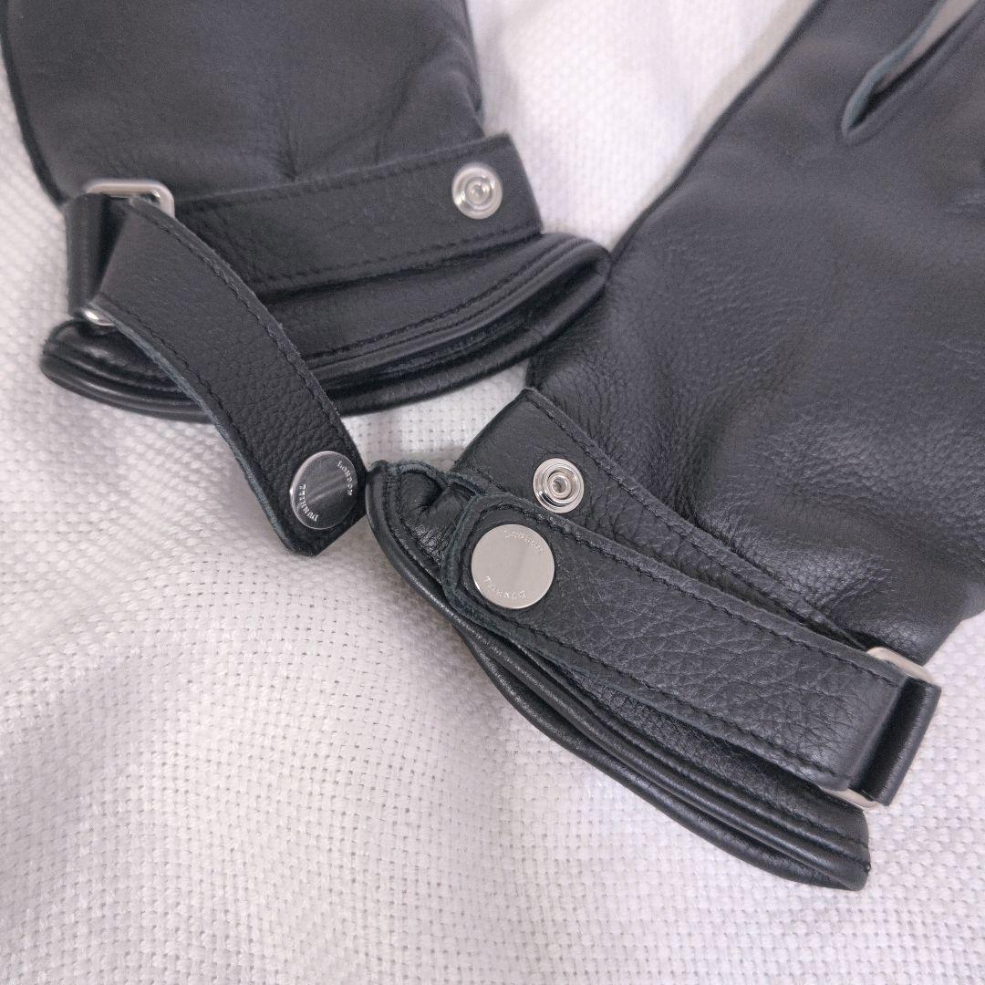 ダンヒルdunhillカシミヤライニングディアスキンレザー手袋グローブ黒ブラック