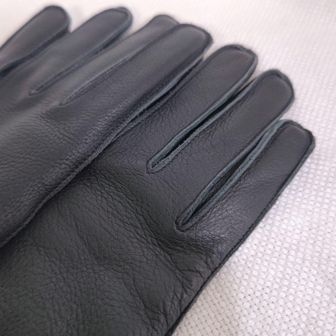 ダンヒルdunhillカシミヤライニングディアスキンレザー手袋グローブ黒ブラック