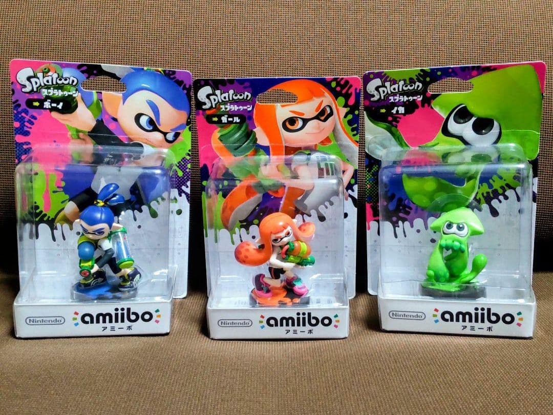 amiibo スプラトゥーン 3点セット 旧パッケージ ボーイ ガール イカ
