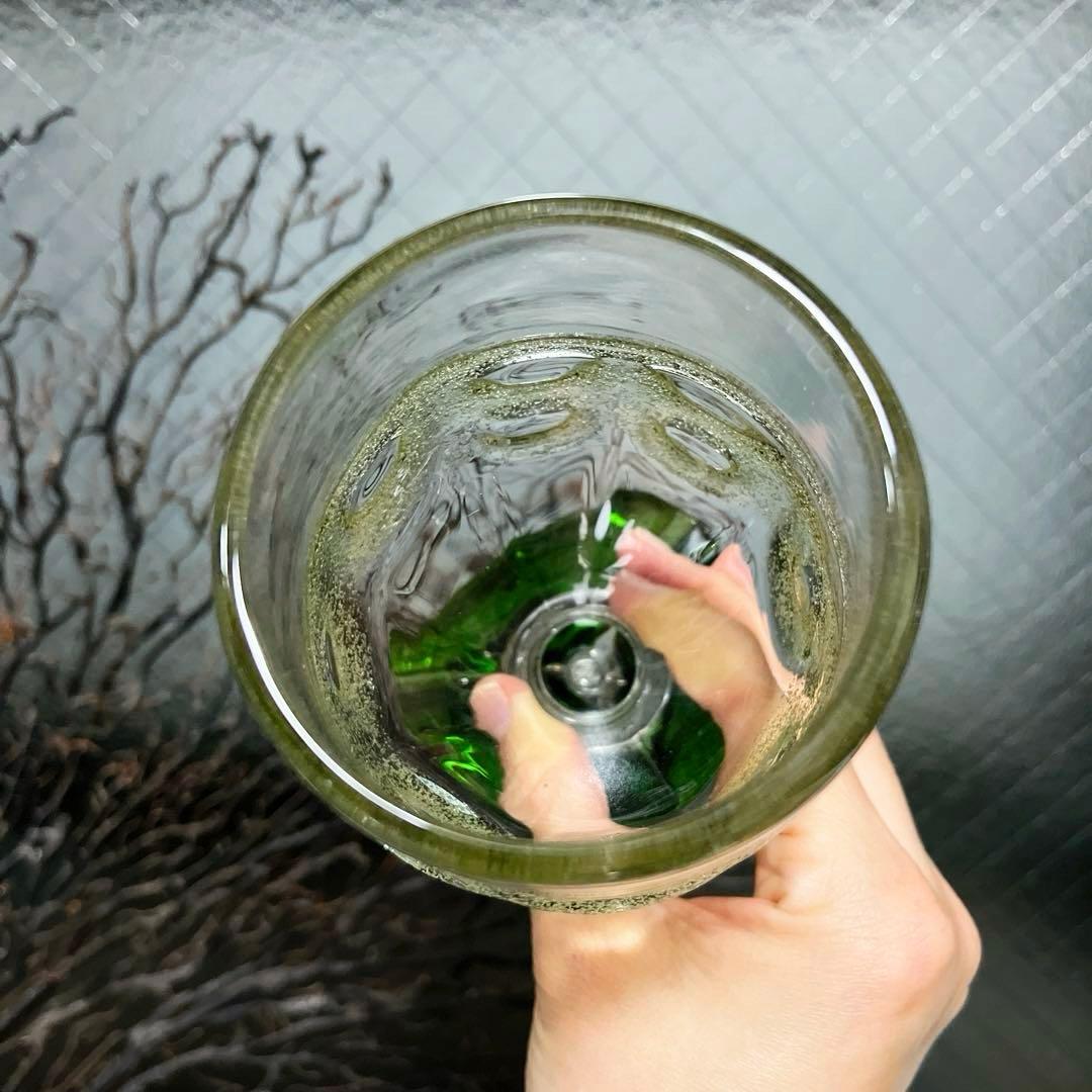 骨董　琉球ガラス　沖縄ガラス　現代の名工　稲嶺盛吉　希少　脚付　ゴブレット１客