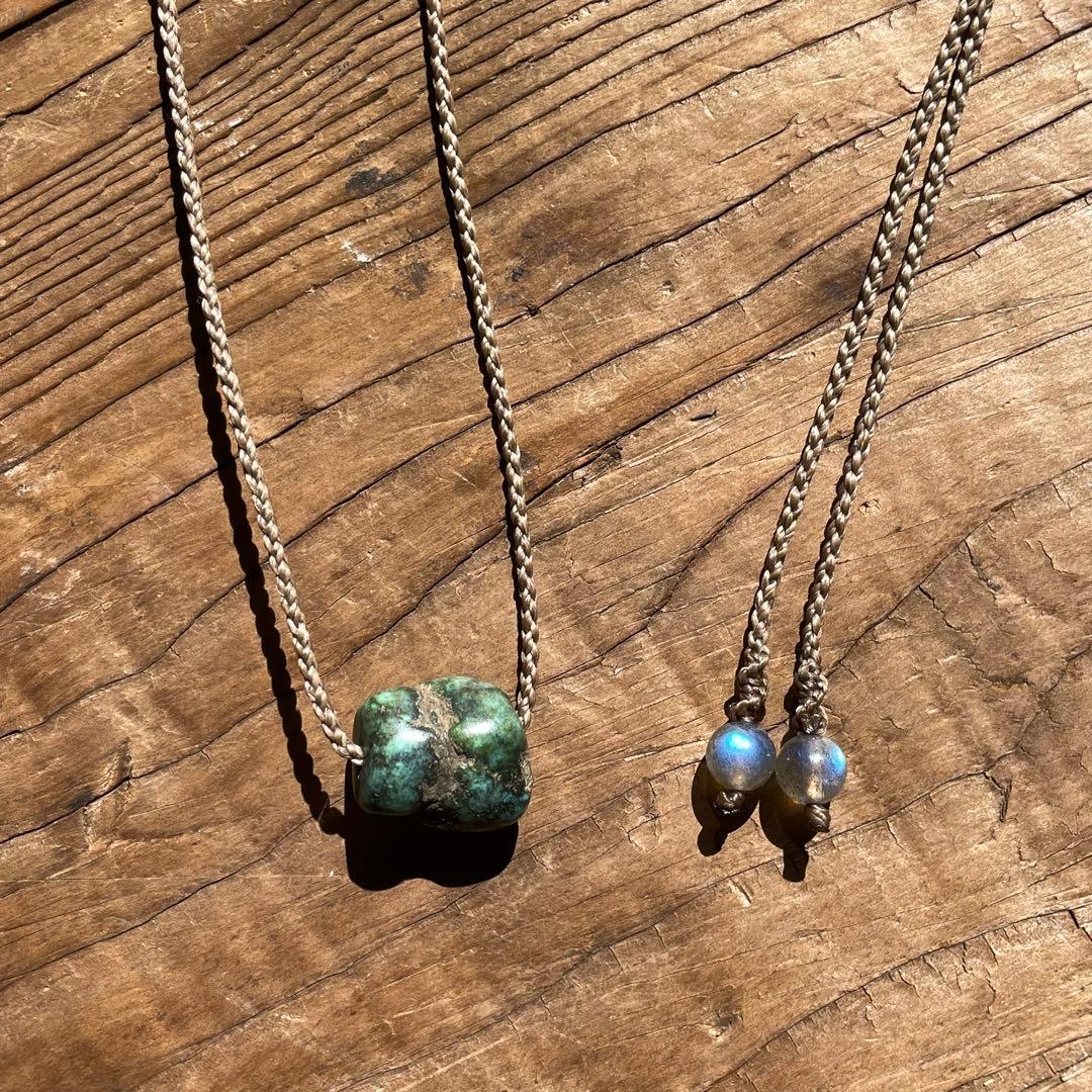 チベタン オールドターコイズ ＊ マクラメネックレス