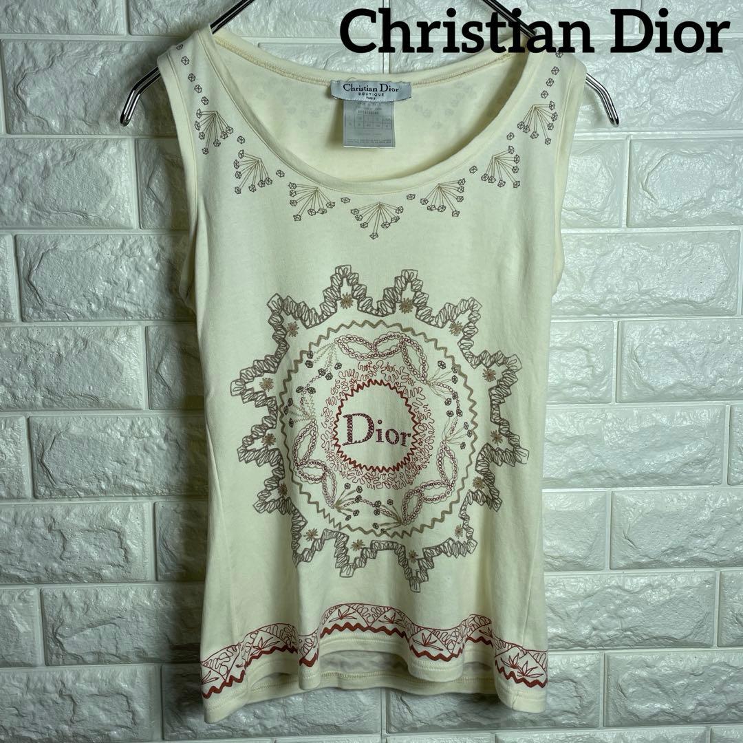 イタリア製Christian Diorディオール/レディスタンクトップ/ベージュ