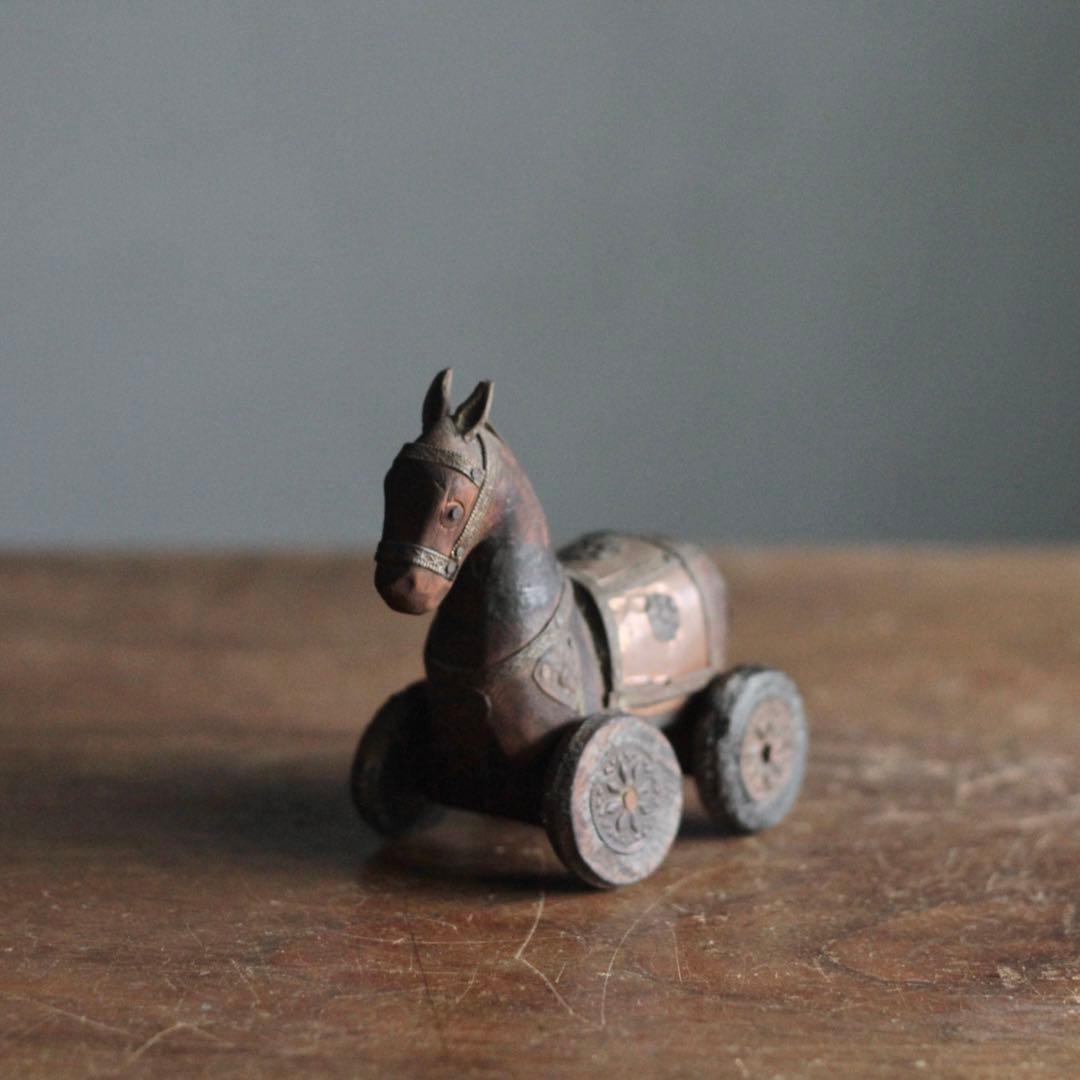 古い 馬車（うまぐるま） 木彫 オブジェ 古道具 アンティーク No.2