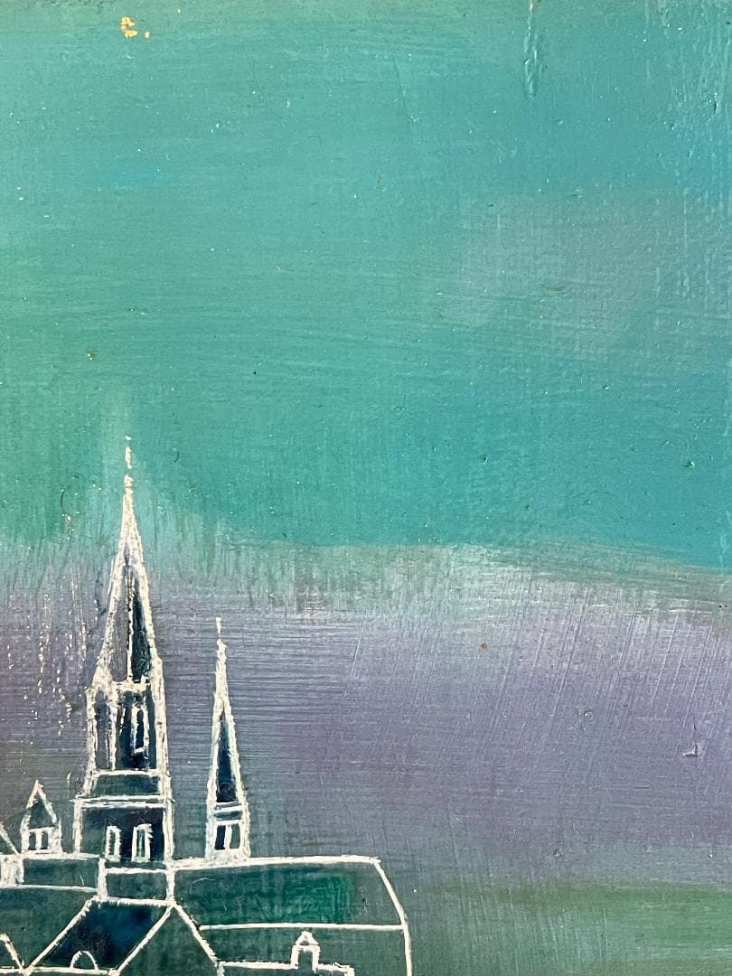 「真作」作者不明　風景画　油彩画　額装　サイン有り　SM号