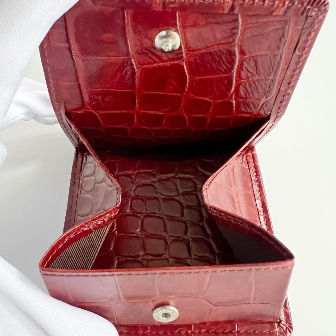 新品 未使用　aniary アニアリ　2つ折り財布　クロコダイル　ワイン