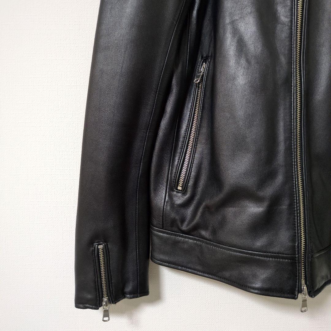 テットオム　羊革　ラムレザー　ジャケット　スタンドカラー　ペイズリー　ブラック