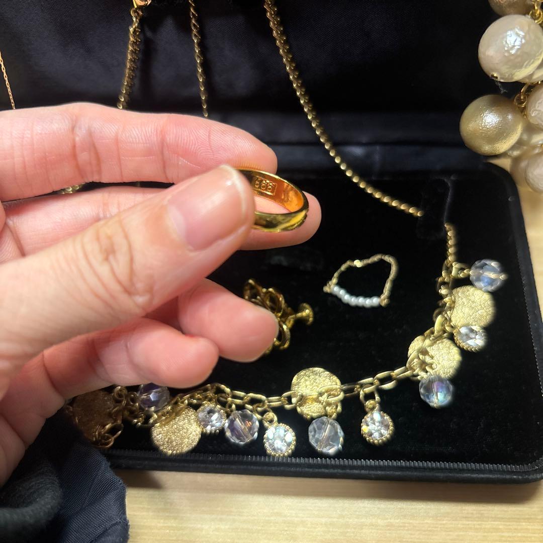 遺品生前整理アクセサリーセットまとめ売りK10など K18チェーンリング