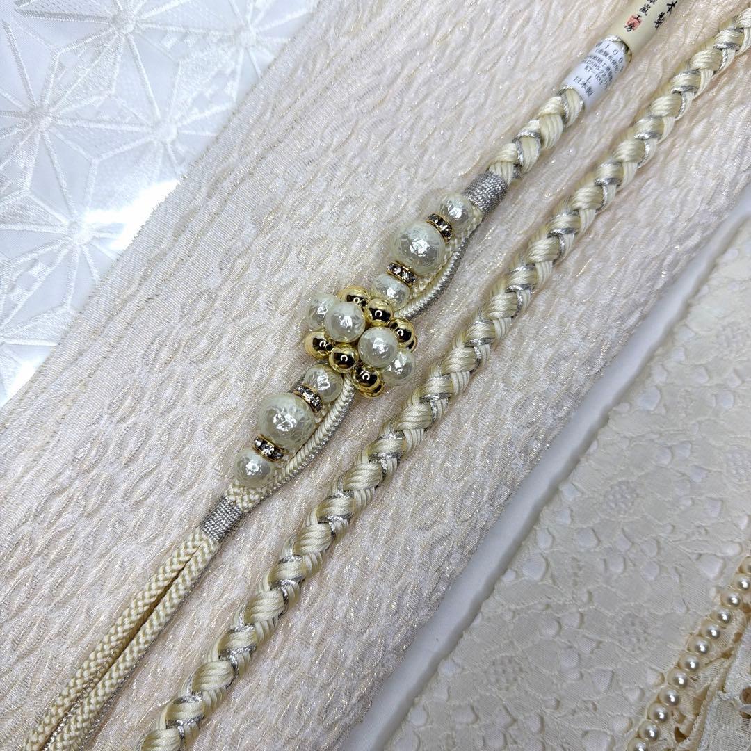 新品　2026年　アイボリー　振袖用　新作　帯締め　帯揚げ　半襟　重ね襟　セット