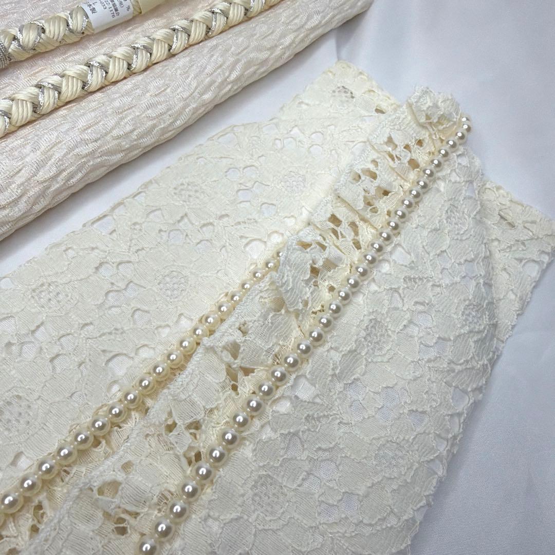 新品　2026年　アイボリー　振袖用　新作　帯締め　帯揚げ　半襟　重ね襟　セット