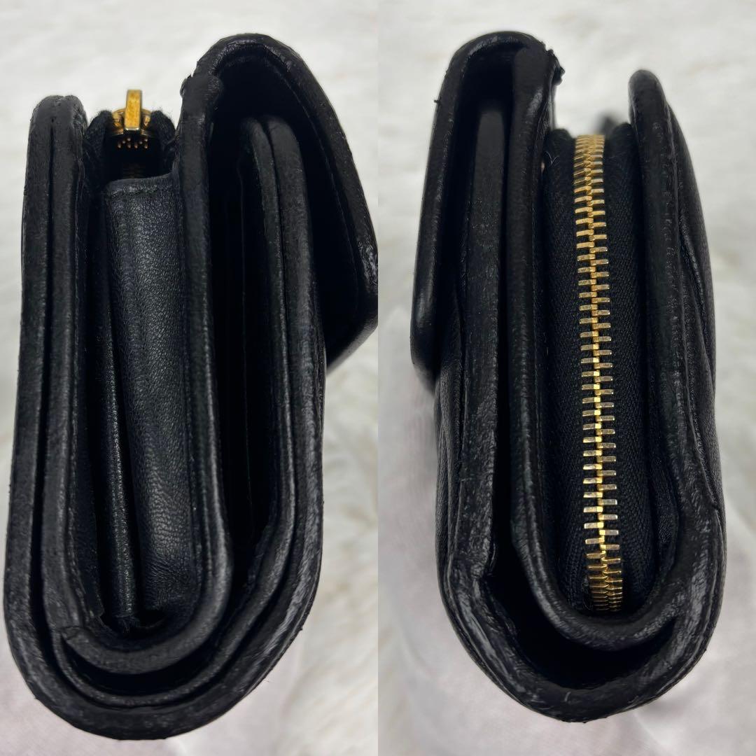 ミュウミュウ　マテラッセ　L字ファスナー　コンパクトウォレット　ブラック　金ロゴ