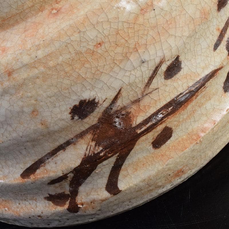 北大路魯山人作　志野焼　草文　水指　黒田陶々庵極め箱　D　R9297H