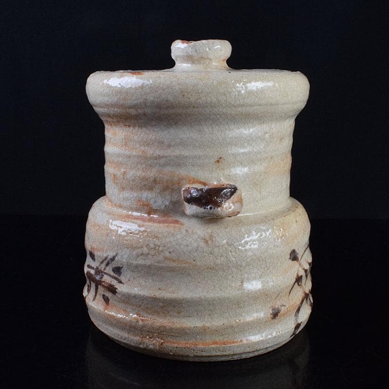 北大路魯山人作　志野焼　草文　水指　黒田陶々庵極め箱　D　R9297H