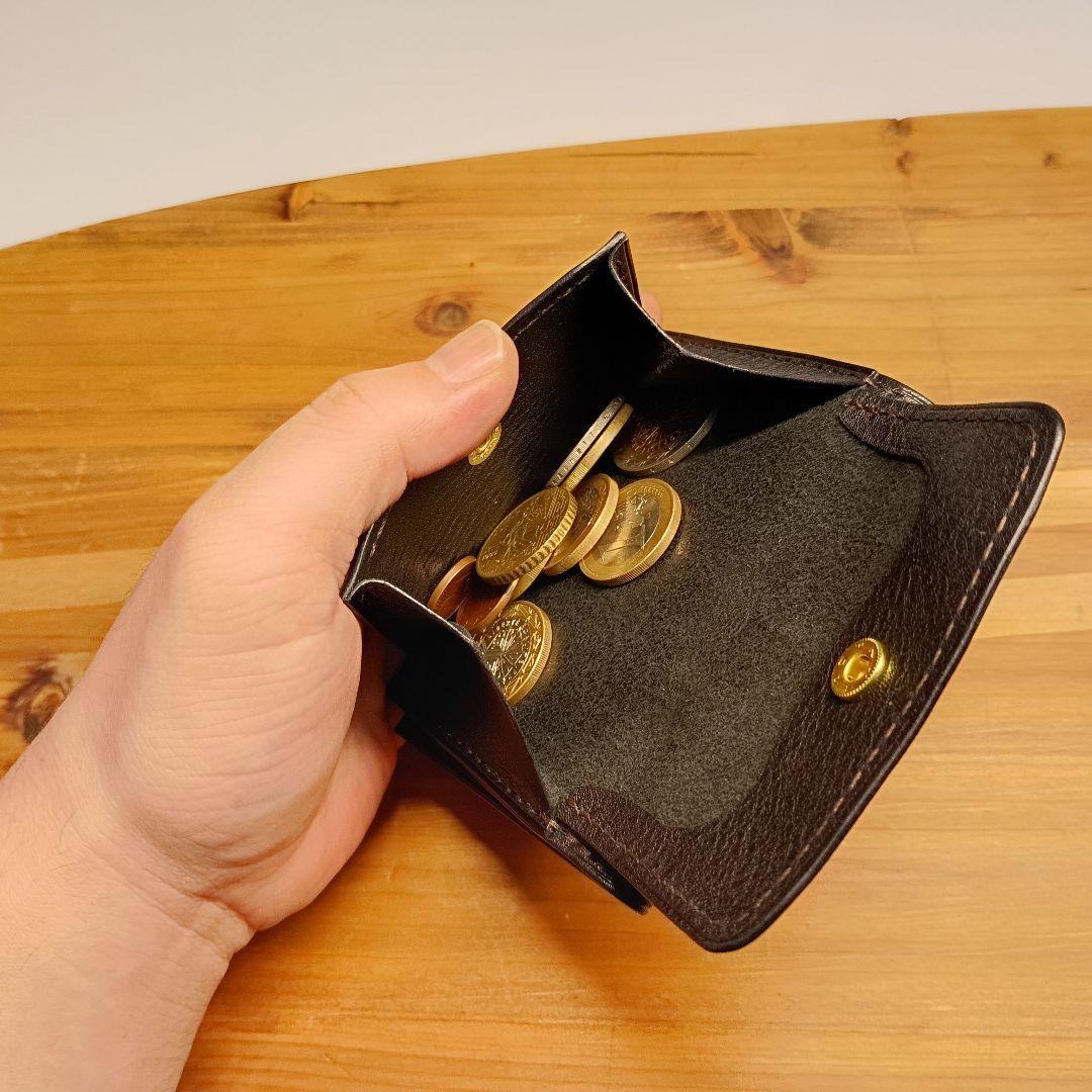 本革 二つ折り 財布 ヌメ革 シボ革 ハンドメイド ミニウォレット genkoh