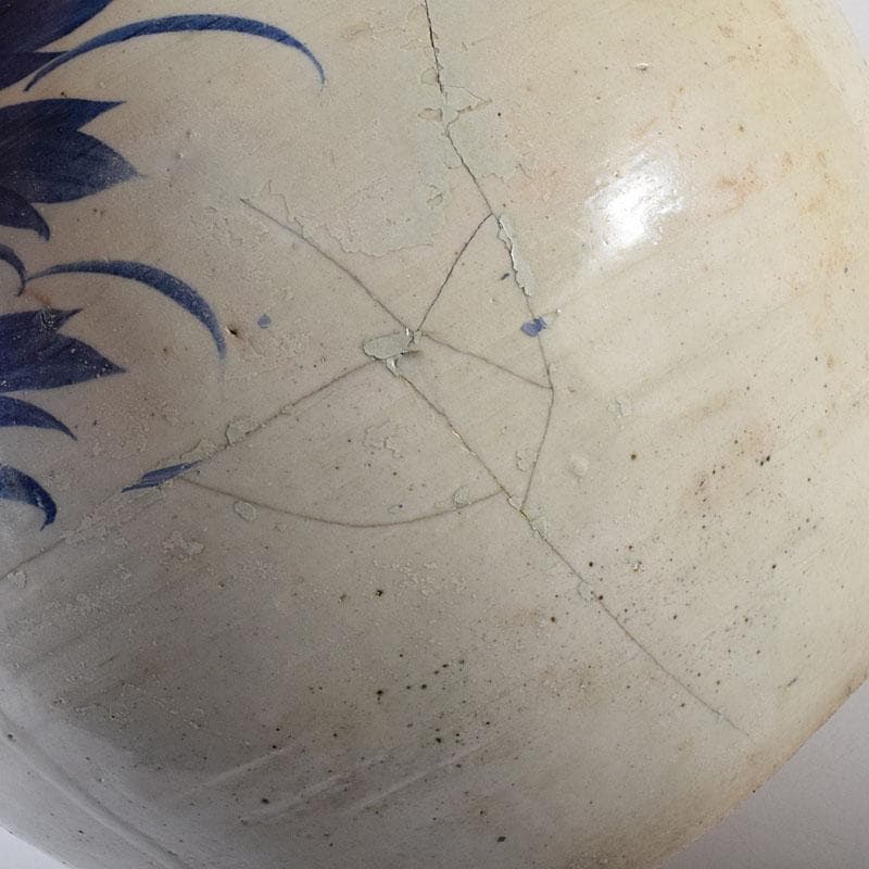 朝鮮美術　李朝　高麗白磁　染付　花文　壺　C　R8023C