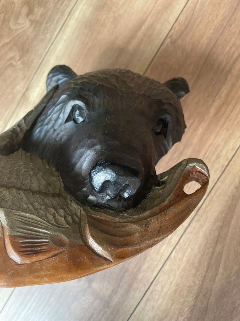 30×27 木彫 熊 壁掛け インテリア オブジェ 木彫り 彫刻 アンティーク
