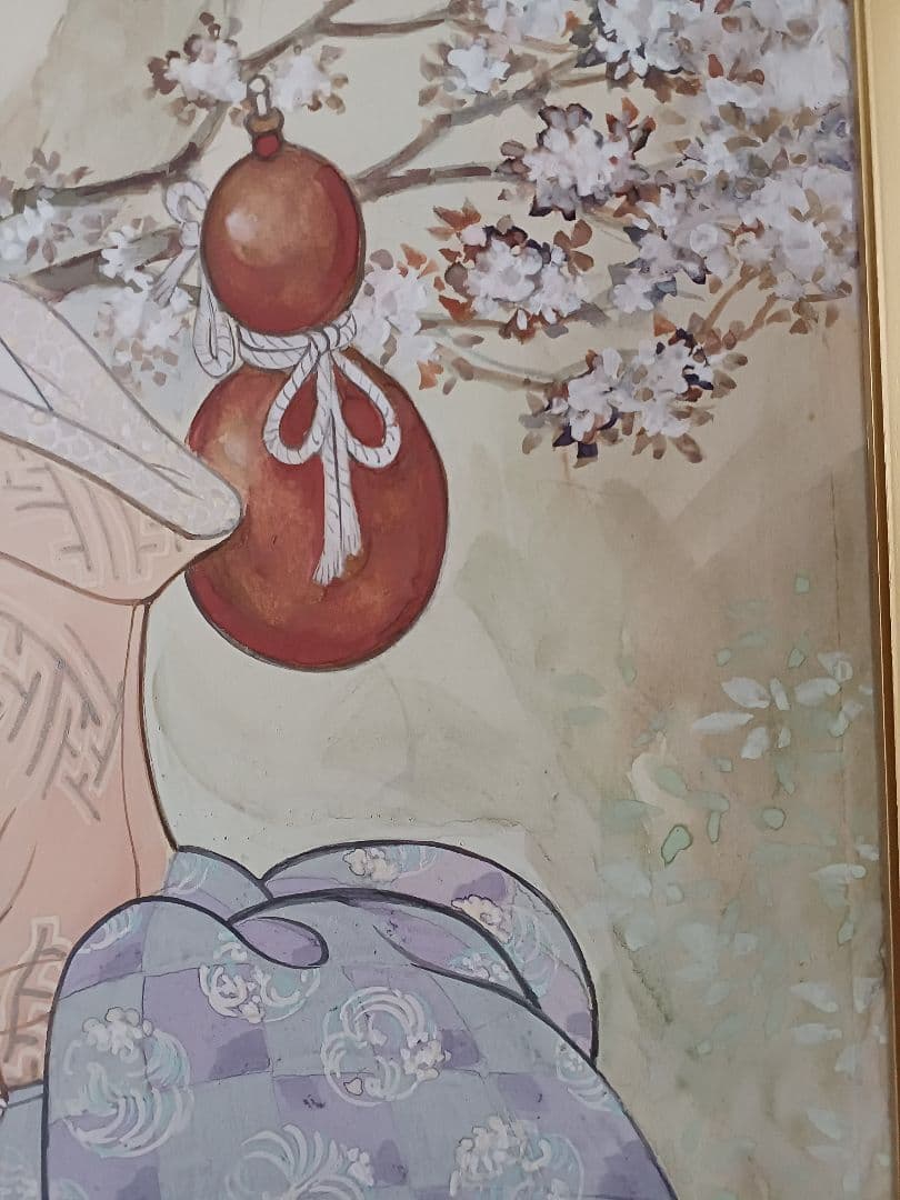 ◆　柳川新太郎 　「美人」 日本画　F10号　二科展 　名古屋　◆