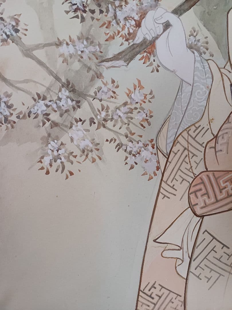 ◆　柳川新太郎 　「美人」 日本画　F10号　二科展 　名古屋　◆