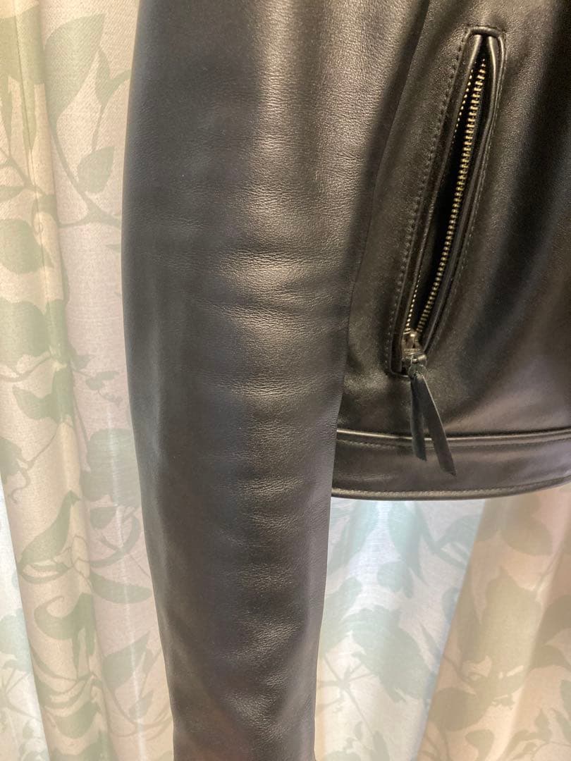 ブラックレザーシングルライダースジャケット カドヤ　TCR-2