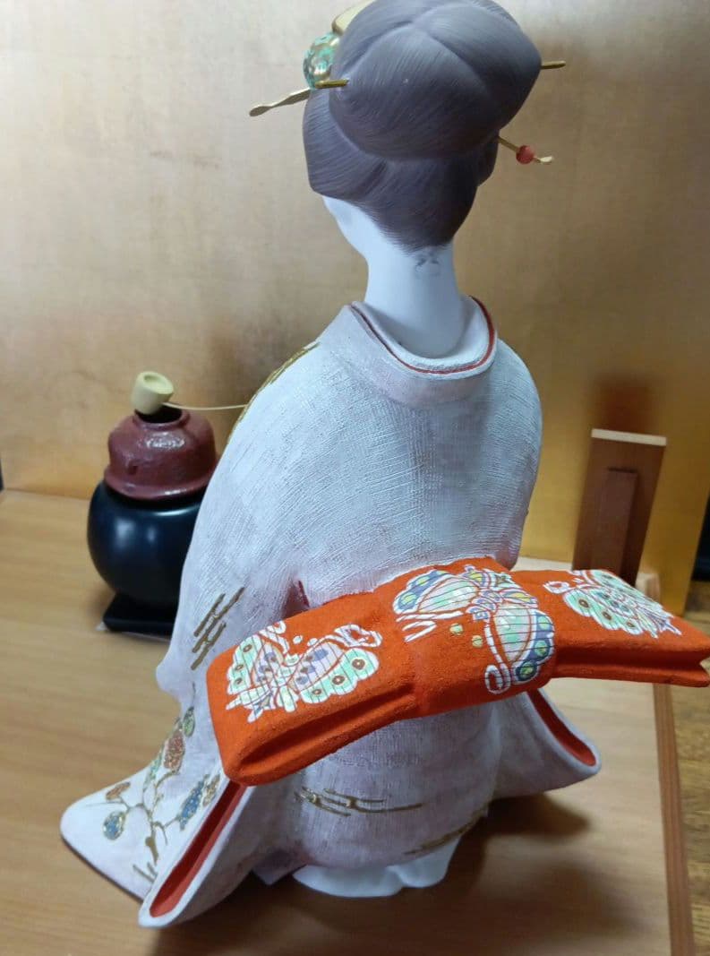 【伝統工芸品】博多人形　点茶　吉武國明氏作　ガラスケース付き　日本人形