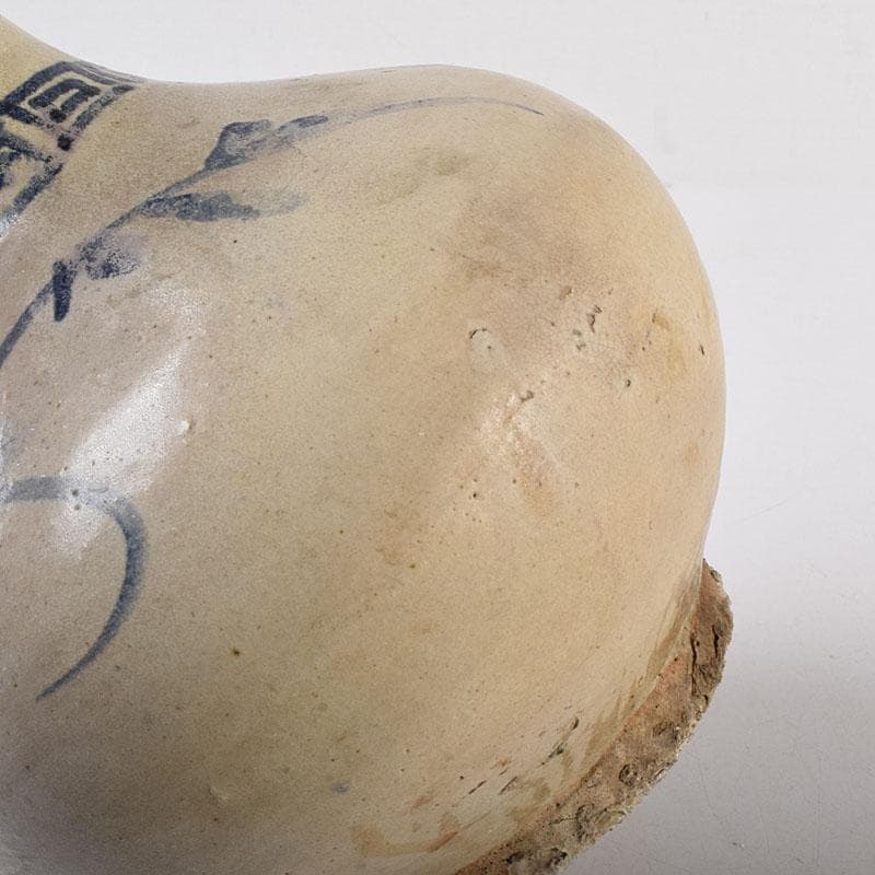 朝鮮美術　李朝　高麗白磁　染付花文　鶴首瓶　V　R8025C