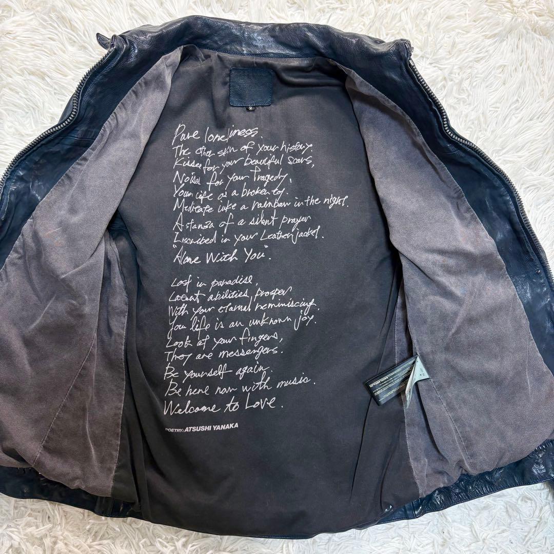 希少 バックラッシュ ドイツカーフ シングルライダースジャケット　ネイビー