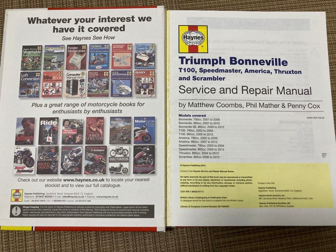 TRIUMPH Haynes サービスマニュアル　01-12