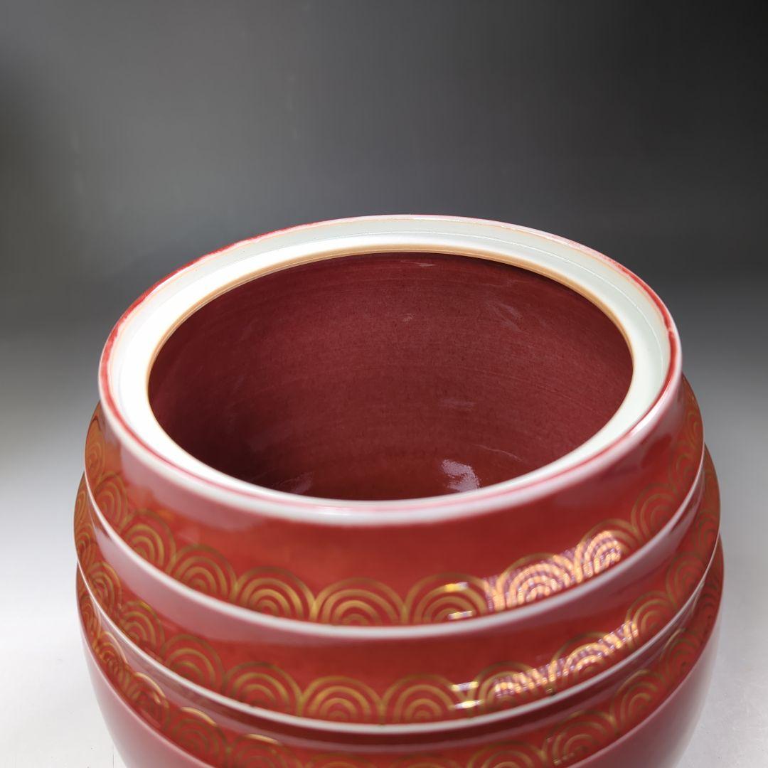 イ536 水指『平安　高木隆作』『辰砂青海波　水指　共箱』茶道具