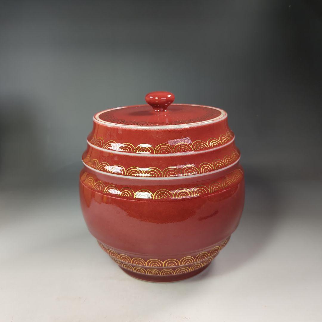 イ536 水指『平安　高木隆作』『辰砂青海波　水指　共箱』茶道具