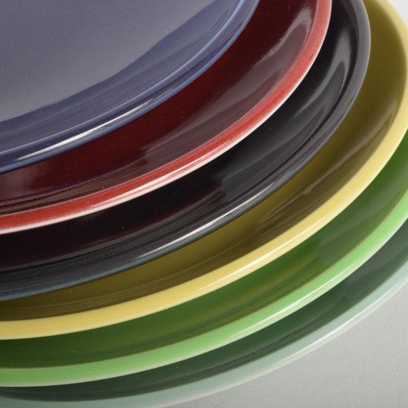 和食器　朝日焼　松林良周作　六色　銘々皿　六客　共布共箱　V　R9285