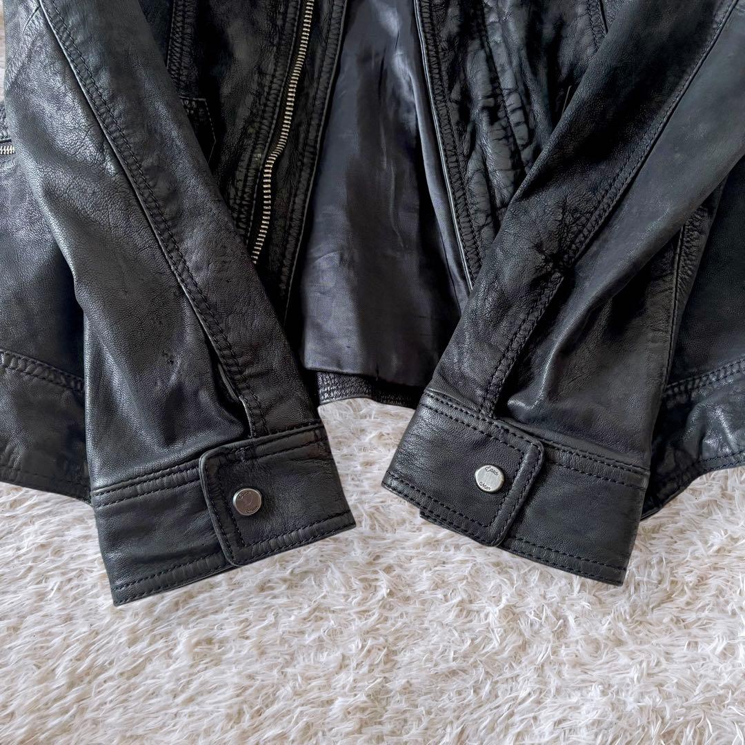 ZARA 山羊革 レザージャケット ライダース L相当 黒 ゴートスキン