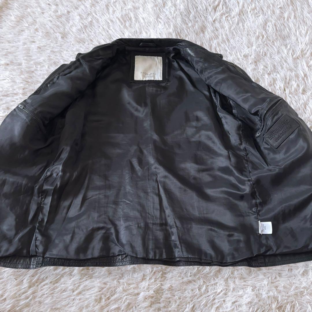 ZARA 山羊革 レザージャケット ライダース L相当 黒 ゴートスキン