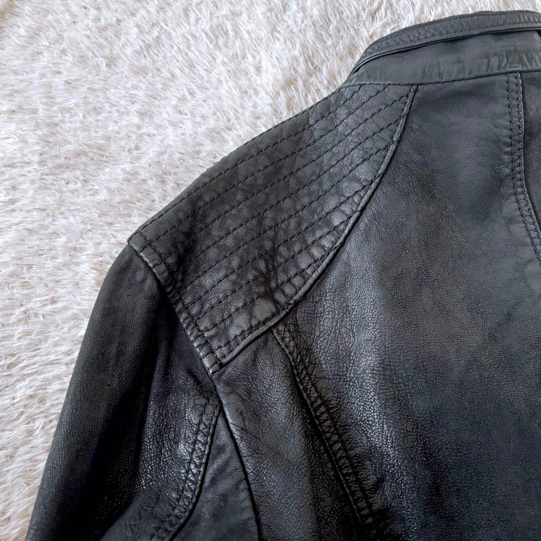 ZARA 山羊革 レザージャケット ライダース L相当 黒 ゴートスキン