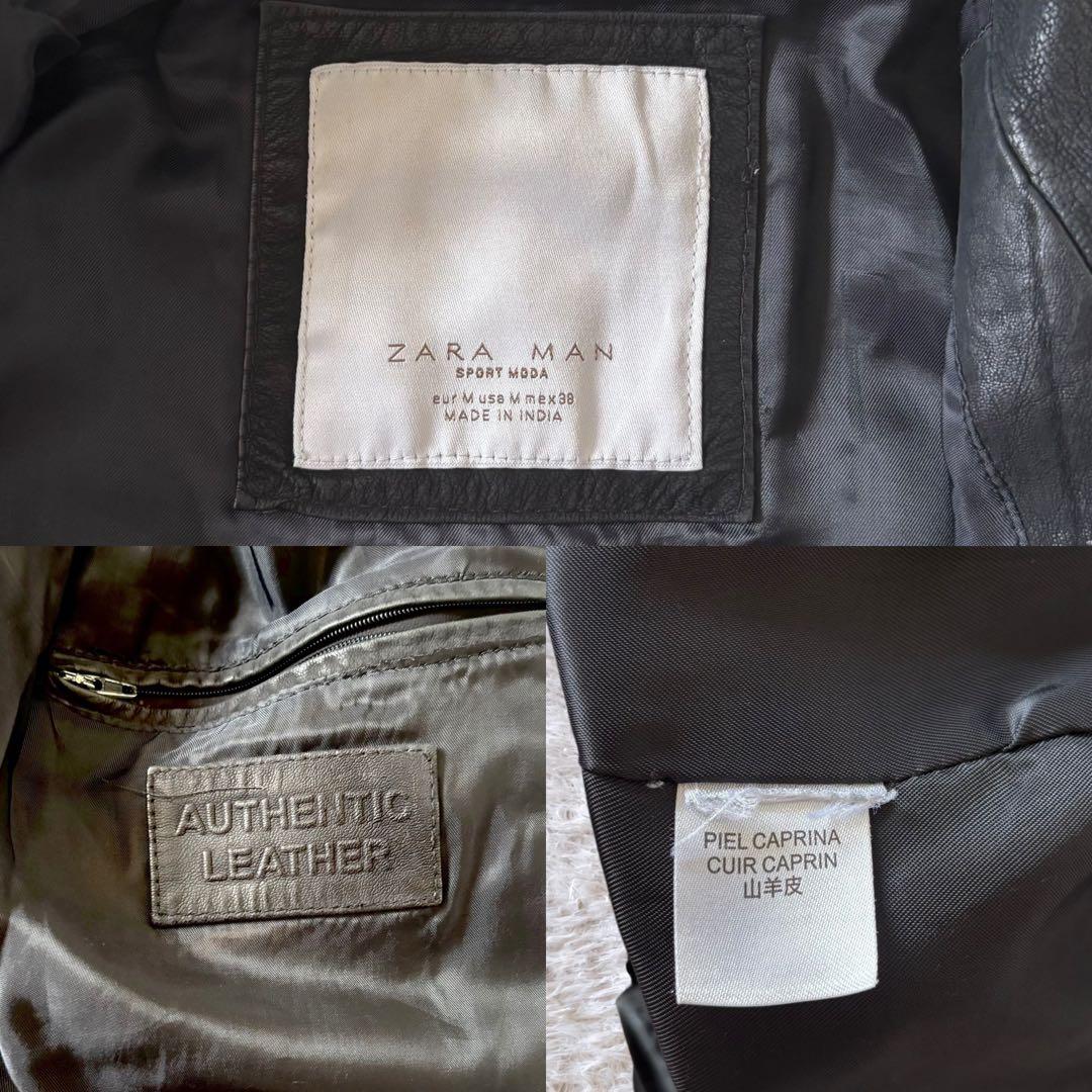 ZARA 山羊革 レザージャケット ライダース L相当 黒 ゴートスキン