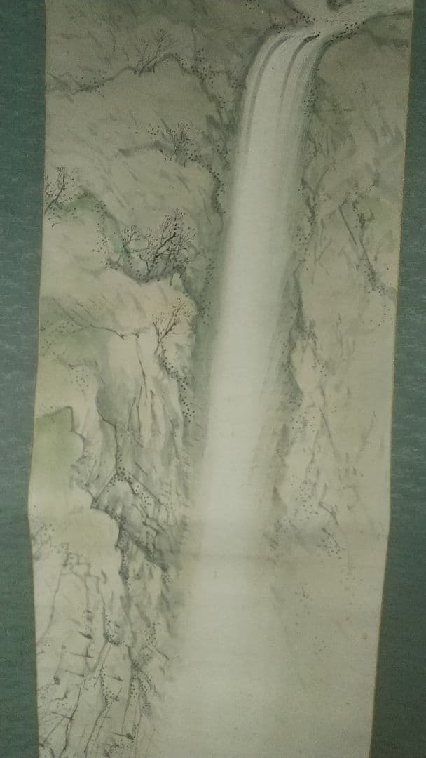 岡部光邦 瀑布 滝の図 紙本掛軸 師契月