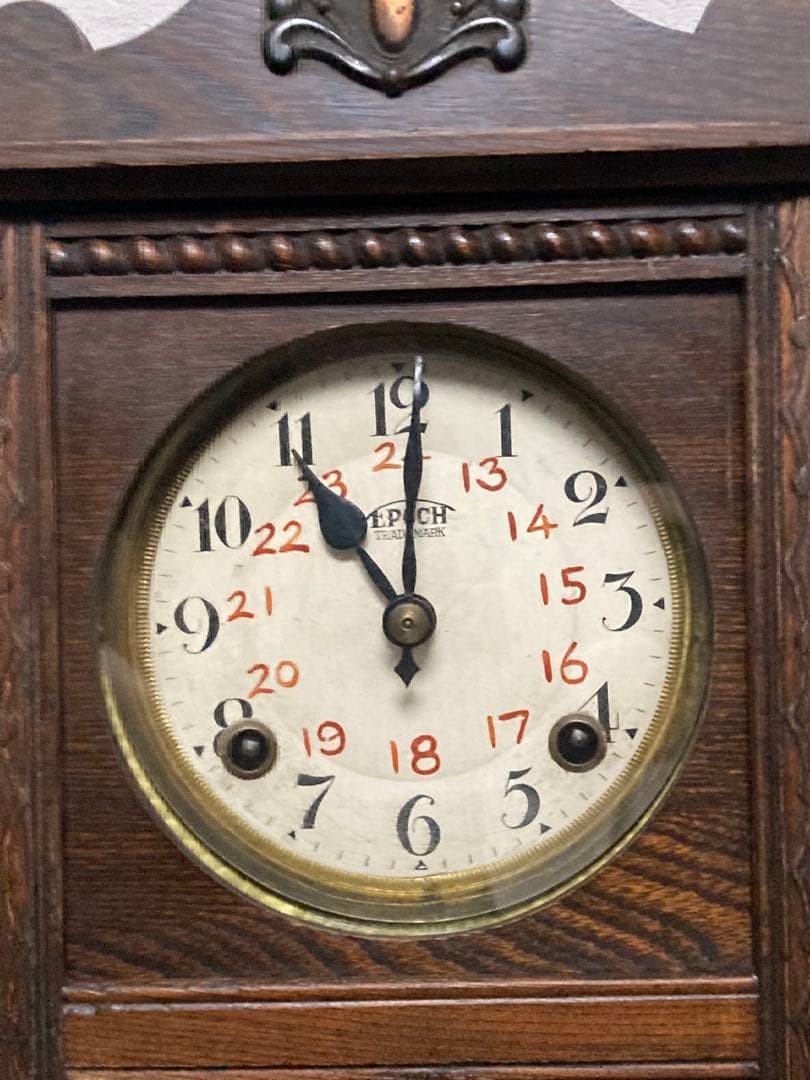 アンティーク EPOCH 宮型数打ち式振り子時計 8日巻 稼働中