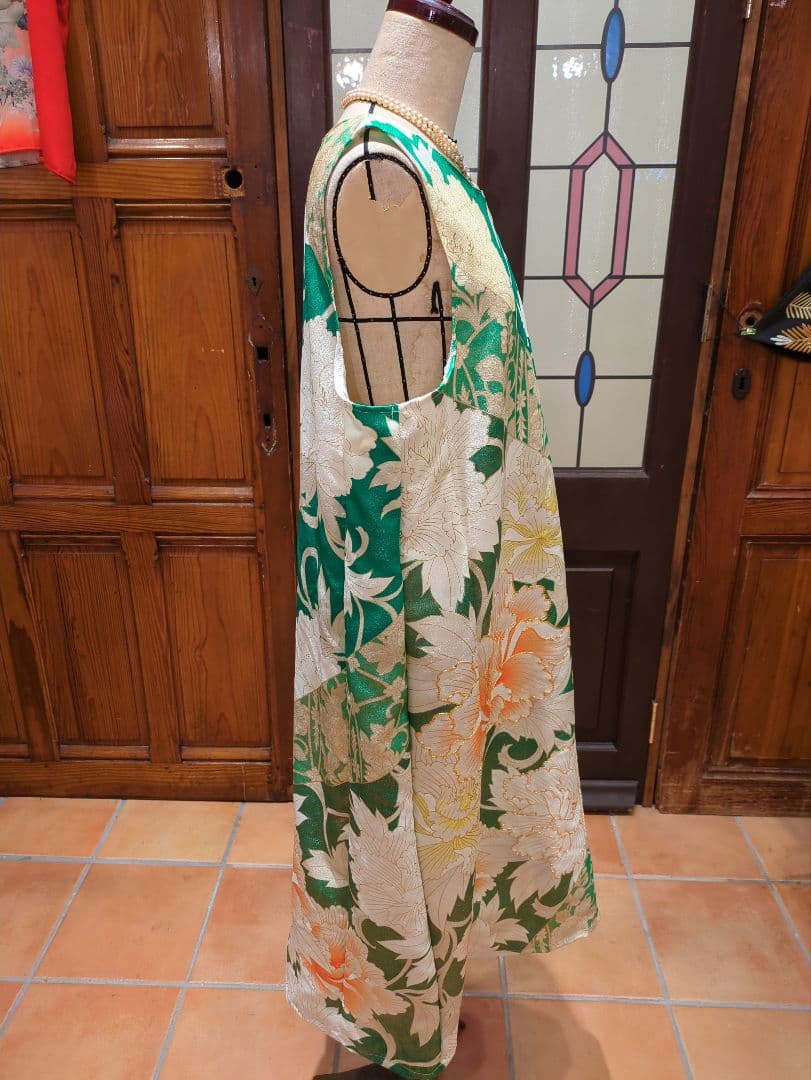 着物リメイクノースリーブワンピース＆羽織