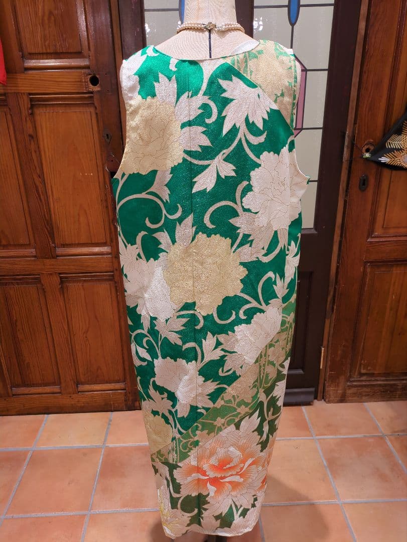 着物リメイクノースリーブワンピース＆羽織