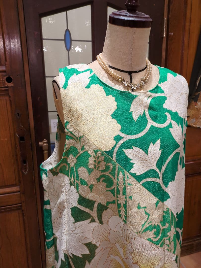 着物リメイクノースリーブワンピース＆羽織