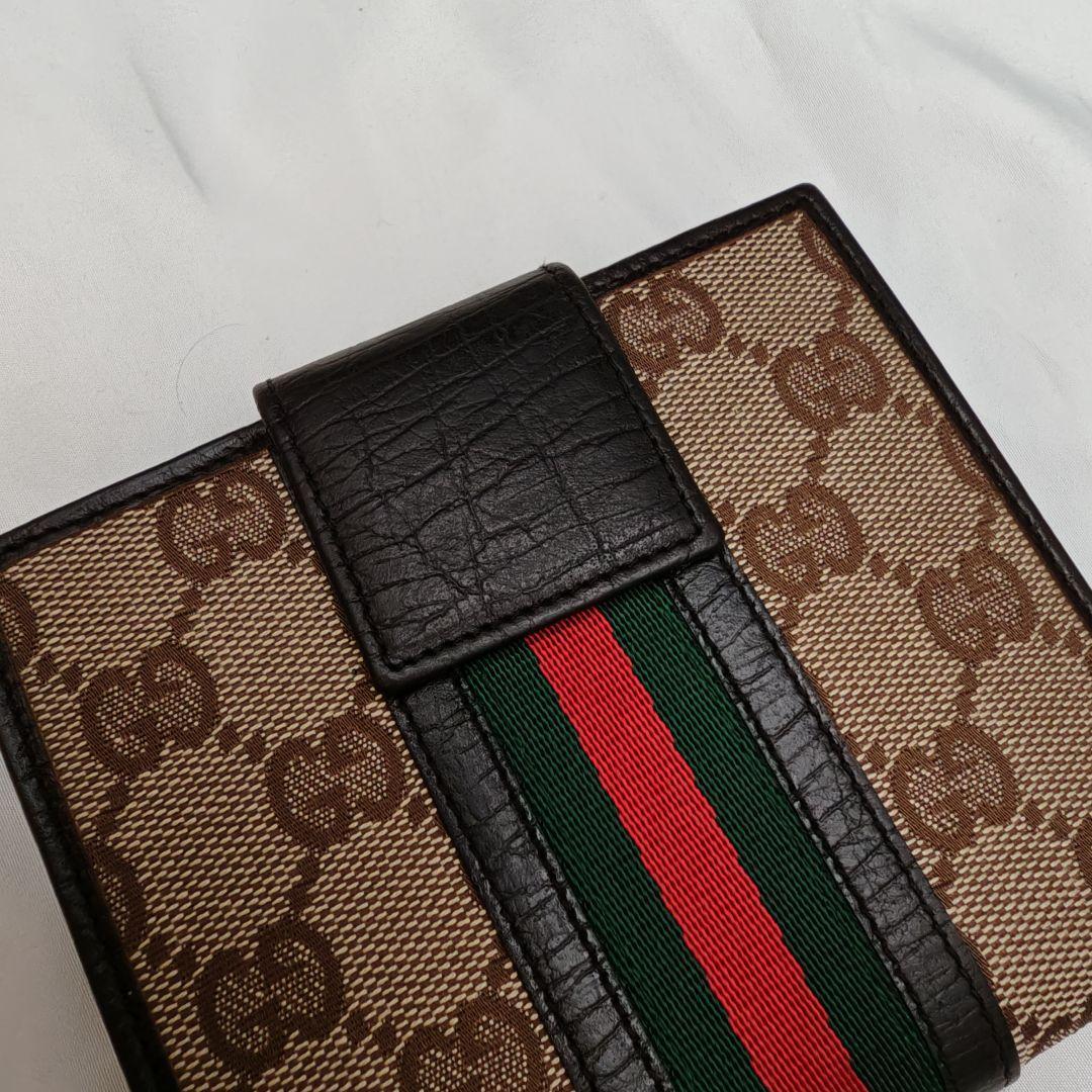 美品　GUCCI グッチ 三つ折り財布 GGキャンバス シェリーライン