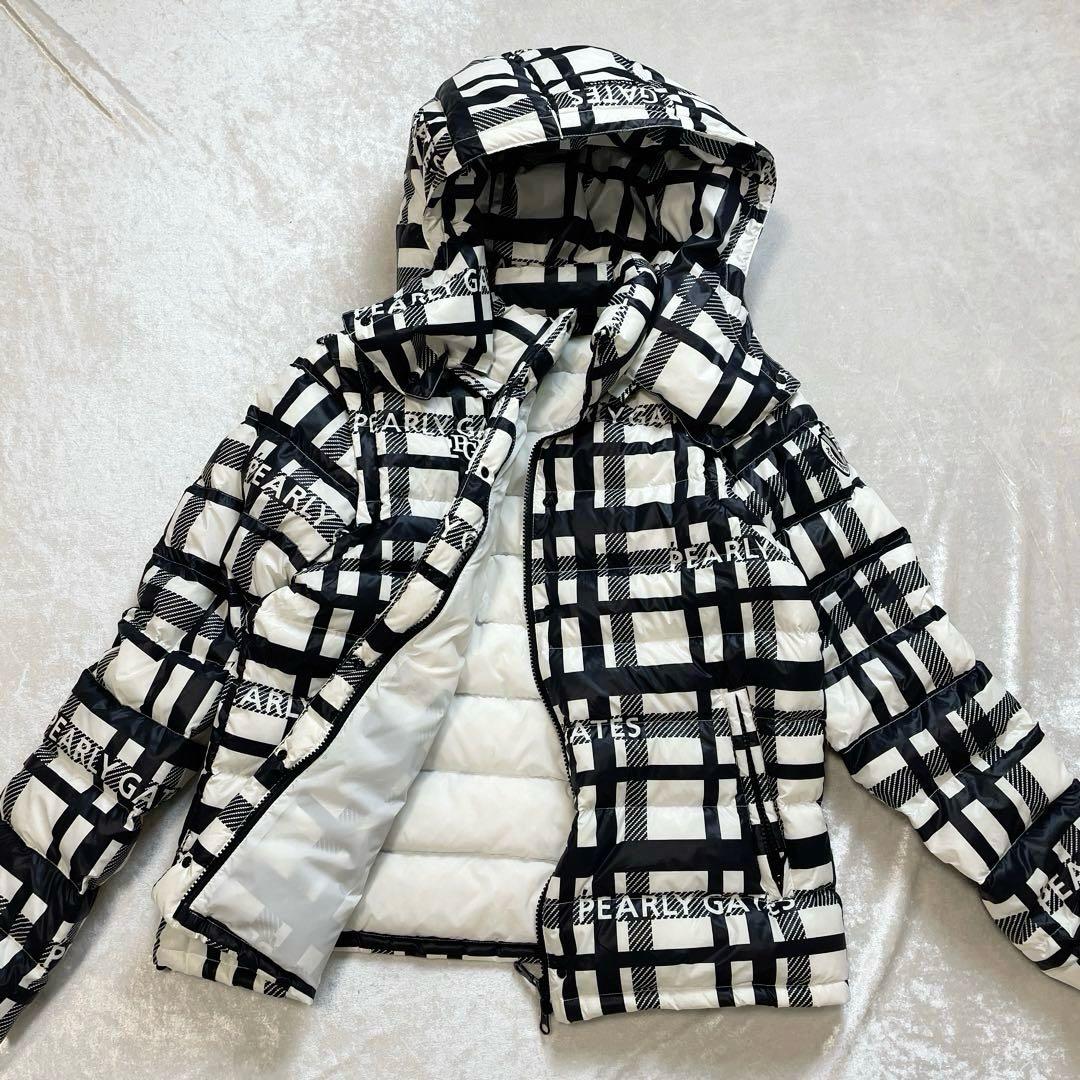 PEARLY GATES チェック柄 ダウンジャケット ゴルフ ロゴ　ワッペン