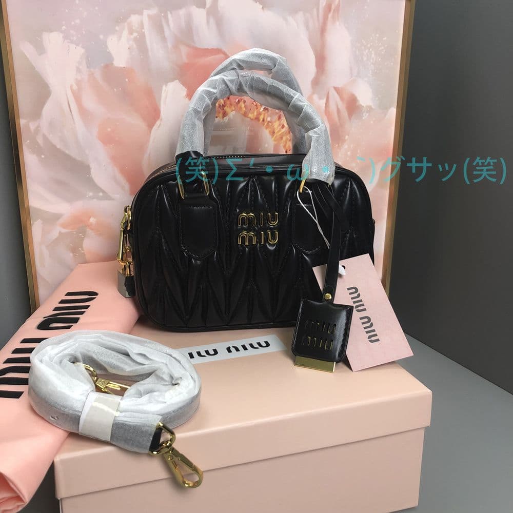 miumiu ショルダーバッグ レディース 黒 ブラック ハンドバッグ