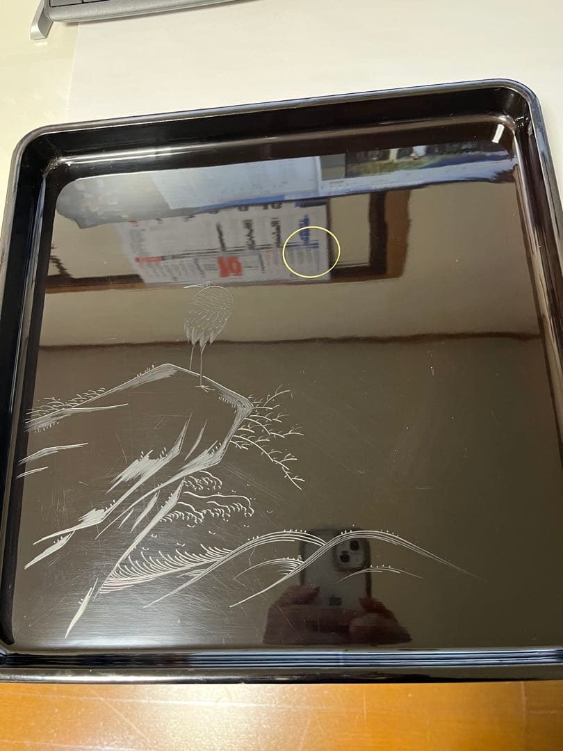 【レトロ】輪島塗 盆 御膳 鶴 6枚セット 2005