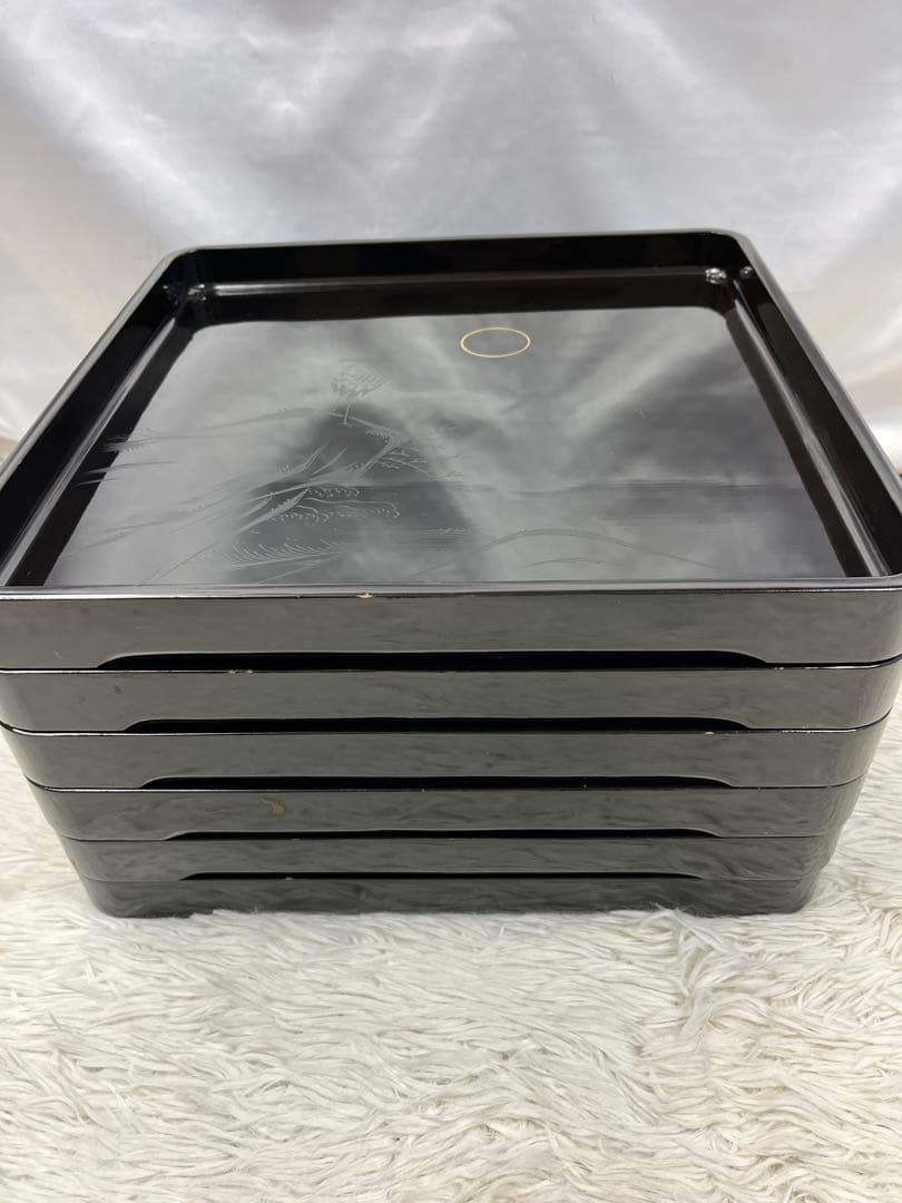 【レトロ】輪島塗 盆 御膳 鶴 6枚セット 2005