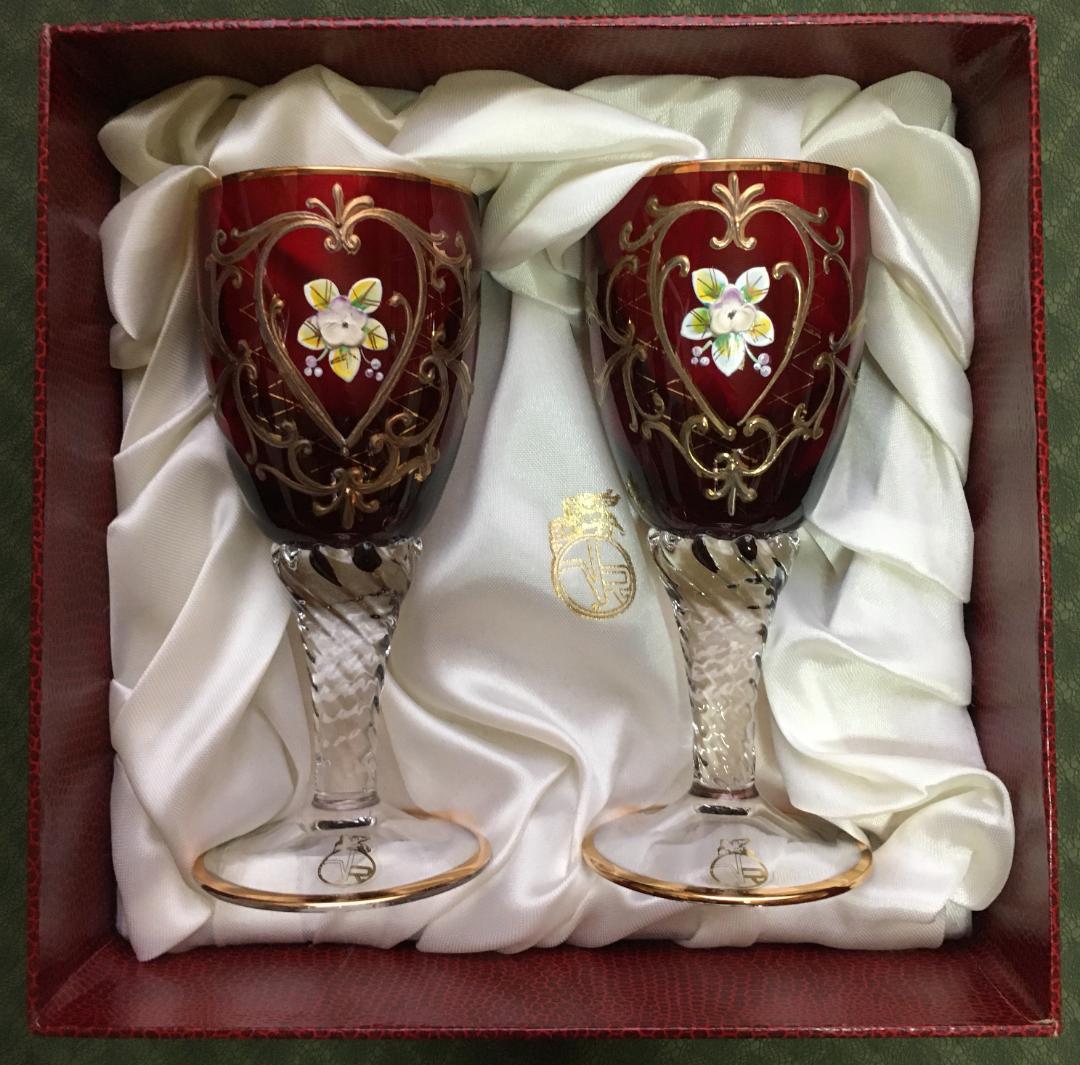 MURANO ベネチアンガラス ヴェネチアンガラス ワイングラス 2個セット