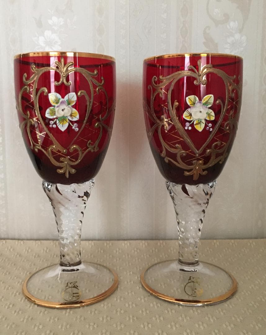 MURANO ベネチアンガラス ヴェネチアンガラス ワイングラス 2個セット