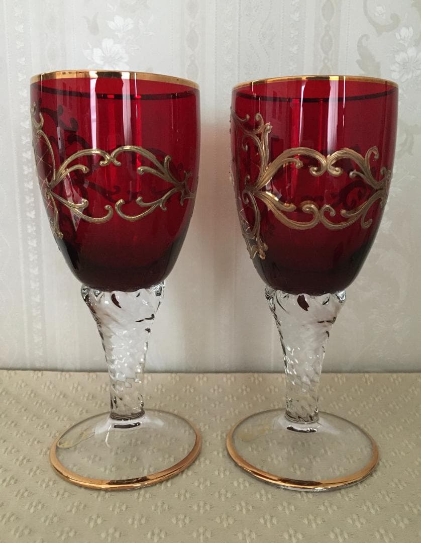 MURANO ベネチアンガラス ヴェネチアンガラス ワイングラス 2個セット