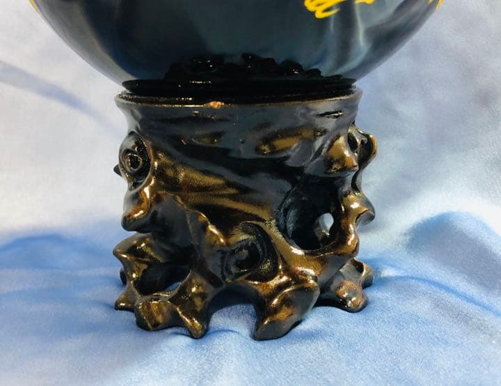 吉祥 龍鳳大宝珠　黒燿石（オブシディアン）