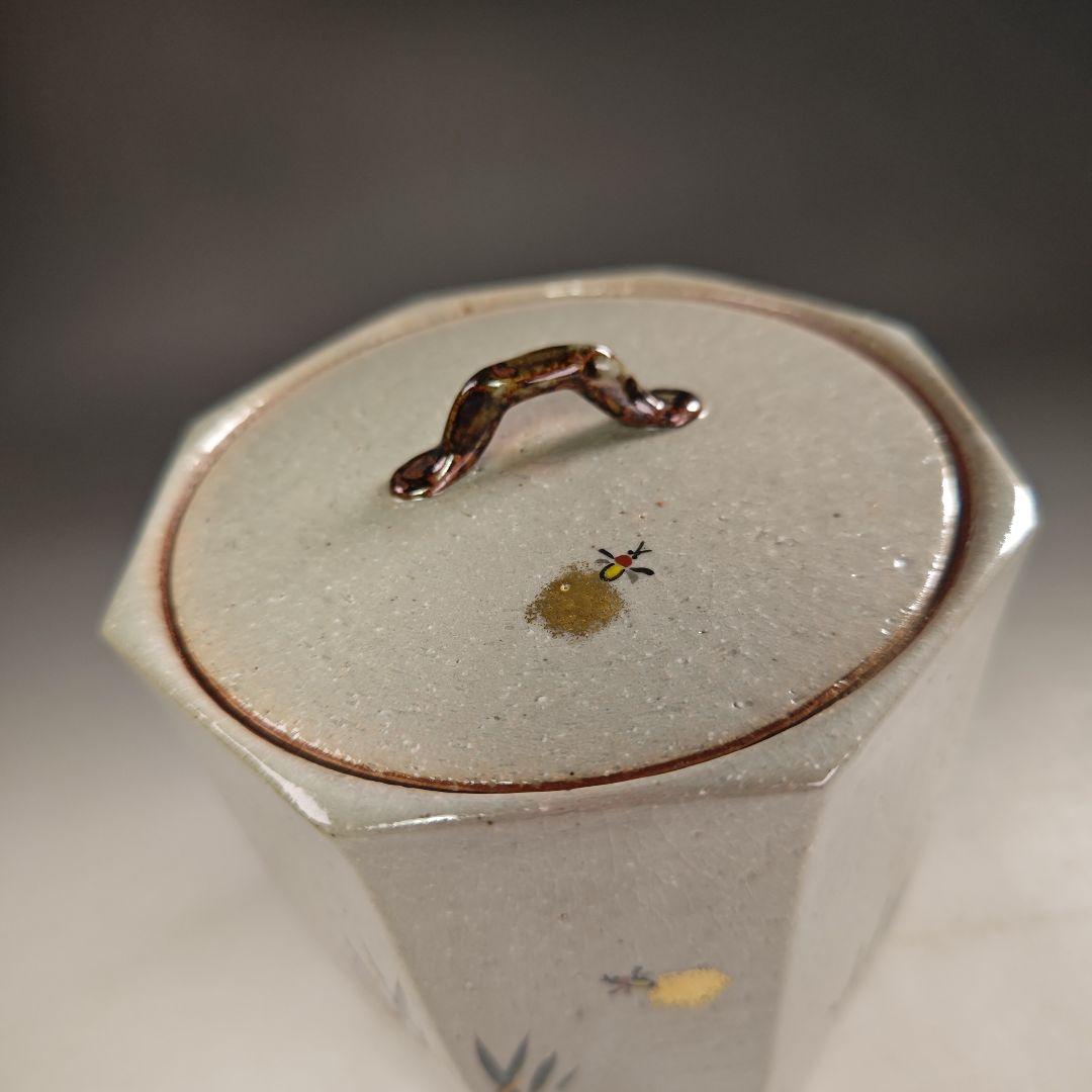 ウ267 水指『沖野和香』『乾山　八角　蛍　水指　共箱』茶道具