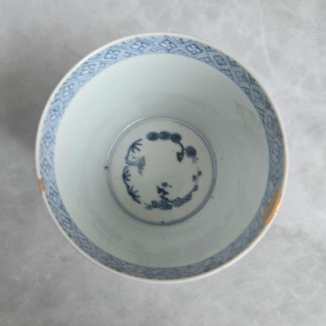 大ぶり　古伊万里　染付　蛸唐草　猪口　蕎麦猪口　骨董　アンティーク　江戸時代